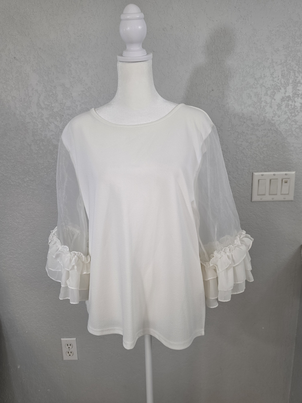 Essentials by Milano Ivory Ruffle Sleeve Blouse